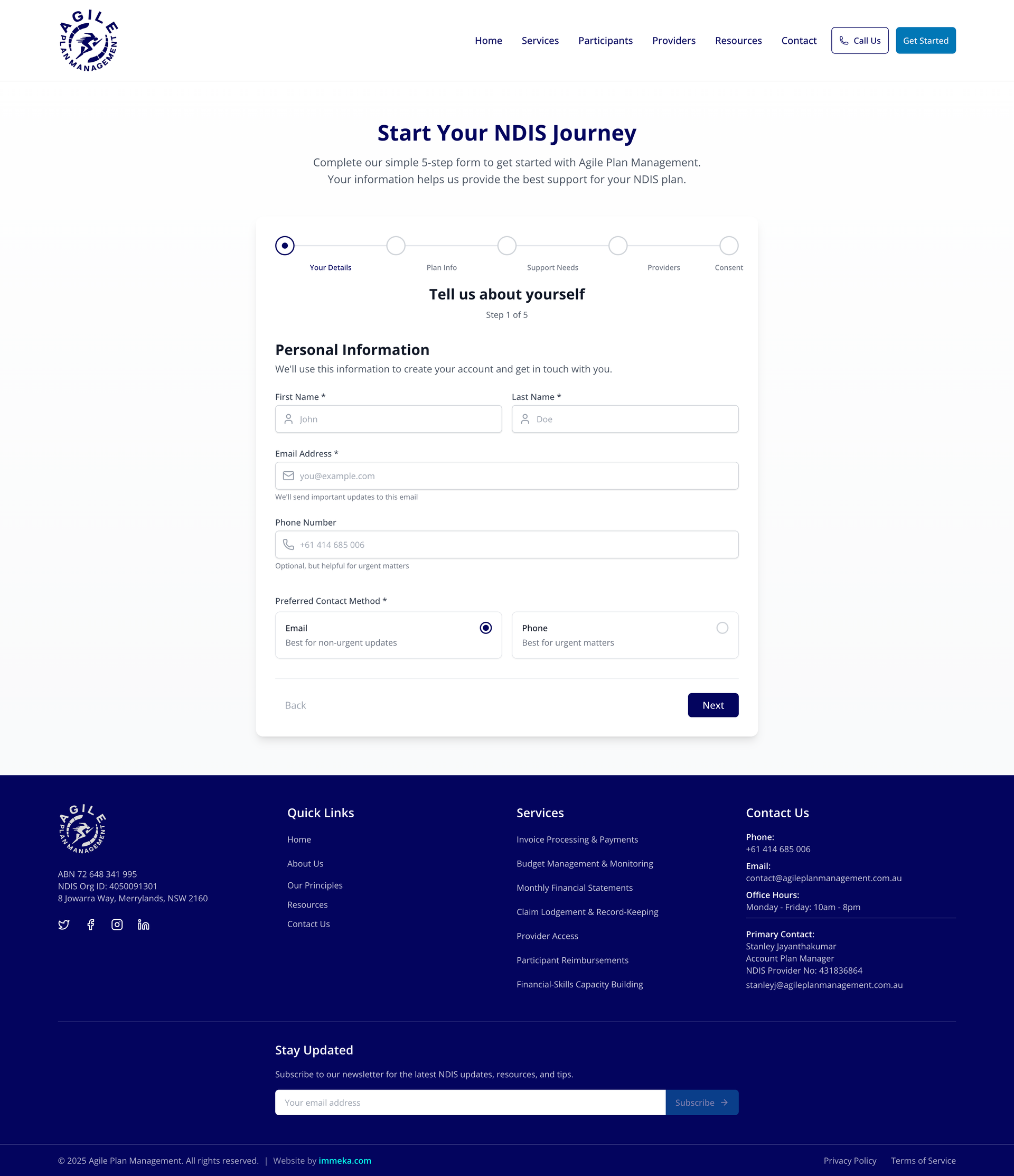 Automated journey form for collecting plan details