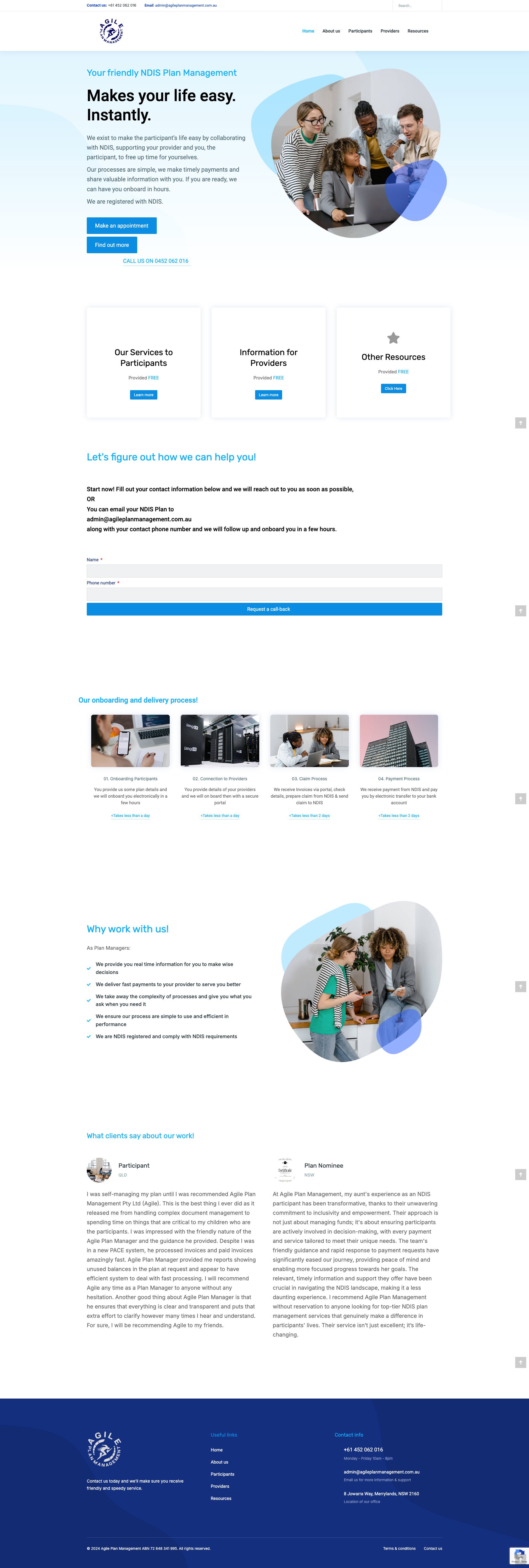 Agile Plan Management's initial website